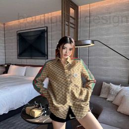 Women's Blouses & Shirts Designer Shirt Full Printed Letters Patchwork Colour Clashing Strips Chest Small Luxury Fashion Casual Long Sleeve AT96