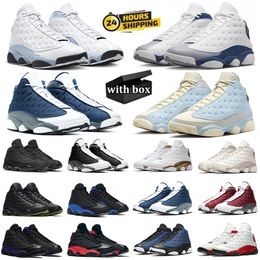 With box men Basketball Shoes 13 13s mens basketball shoes Blue Grey White Wolf Grey University Blue Obsidian Navy Hyper Royal mens trainer sport sneakers