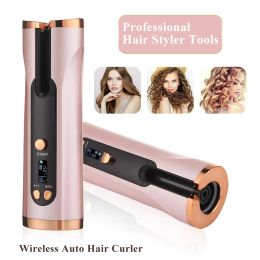 Irons Automatic Hair Curler Rotating Curling Iron LCD Display USB Rechargeable Corrugation Curler Home Portable Hair Wave Styling Tool