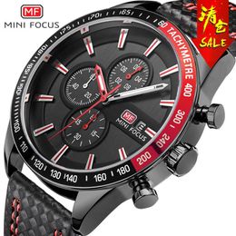 Marca multifuncional esportes relógio masculino calendário luz noturna pulseira de couro à prova dwaterproof água 0029g