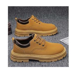 HBP Non-Brand Mens shoes autumn big yellow boots British all-match work shoes thick soles wear-resistant non- low-top casual shoes