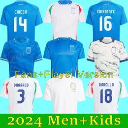 2024 Italian Jersey 125 Italys Soccer Jerseys CHIESA BARELLA Locatelli SCACA IMMOBILE 23 Football Shirt JORGINHO BASTONI DIMARCO Maglia Italiana National Team