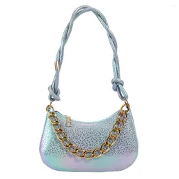 Evening Bags Women Glitter Shoulder Bag Casual Trendy Underarm Zipper Leather Tote Handbag Stylish Female Commuting