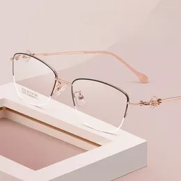 Sunglasses Frames 52-19-141 Designer Glasses Frame Half Fashion Retro Women's Ultra-Light Alloy Optical Custom Prescription