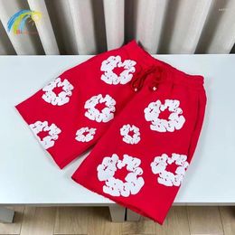 Men's Shorts Casual Fashion Red Kapok Puff Print Men Women 1:1 Quality Oversized Drawstring Breeches