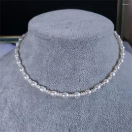 Chains Natural 6-7mm Freshwater Pearl Clavicle Chain White Fashion Young Necklace 42cm