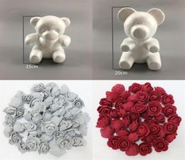 Artificial flower Rose DIY White Foam bear Mould Teddy For Valentine039s Day Gifts Birthday Party Wedding Decoration Craft Whole9366745