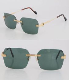 Latest Fashion Metal Large Square Styles Rimless Sunglasses 18K Gold Male and Female Sun Glasses Luxury Protection Eyeglasses Fash4852937