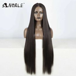 Synthetic Wigs Noble Lace Front Wig 38 Inch Long Straight Lace Wig Ombre Blonde Hair Wigs Cosplay Wigs For Women synthetic lace front wigs 240329