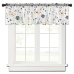 Curtain Watercolour Flower Plant Leaves Kitchen Curtains Tulle Sheer Short Living Room Home Decor Voile Drapes