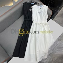 Summer Sleeveless Dress Rhinestone Badge Lace Up Dress Elegant Slim Women Vest Skirt for Women Designer Black Dresses