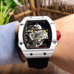 Carbon Fibre Richa Milles Mens Automatic Mechanical Watch Hollowed Out Personalised Luminous Technology Atmospheric Fashion Trend