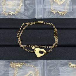 Plating gold heart bracelet hollow out double chains designer bracelet womens Jewellery high end never fading bracelets personality zh186 E4