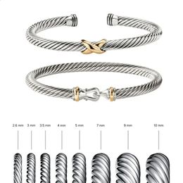 DY Womens Bangles Bracelet 1 1 High Quality X Station Cable Cross Series Retro Ethnic Ring Pendant Punk Jewellery 240312