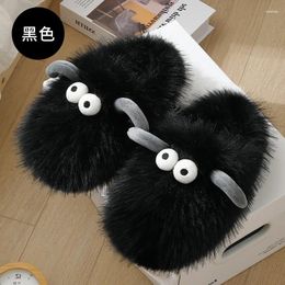 Slippers Animated Funny House Slipper Women's Winter Fluffy Home Shoes With Eyes Woman Fun Animal Novelty Indoor Slides Scuff