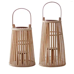 Candle Holders Bamboo Lantern Hanging Candleholder Wedding Wooden Candlestick Holder