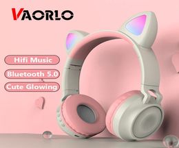 VAORLO Wireless Headphone HIFI Music Fashion Cute Girl Bluetooth 50 Earphone Foldable Smart Noise Cancel Glow Headset Children4059413