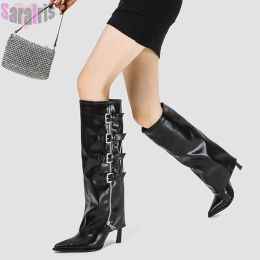 Boots Sexy Party Knee High Boots Woman Winter 2023 Thin High Heels Pointed Toe Women Shoes Free Shipping Long Booties For Women