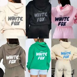 High Version Designer Sportswear White Fox Hoodie Set 2 Piece Set Women's Men's Suit Sporty Long Sleeve Pullover Hooded Solid Colour Tracksuit Sweatshirt 2521