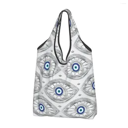 Storage Bags Greek Mati Mataki Matiasma Evil Eye Pattern Grocery Shopping Bag Shopper Shoulder Tote Portable Charms Nazar Amulet Handbag