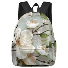 Backpack White Flowers Vintage Background Student School Bags Laptop Custom For Men Women Female Travel Mochila