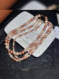 Pendant Necklaces Pink Pearl Necklace Women's Candy Mixed Colour Genuine Light Luxury