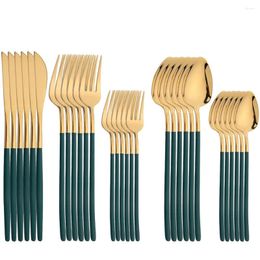 Flatware Sets 30Pcs Tableware Set 18/10 Stainless Steel Cutlery Knife Dessert Fork Spoon Gold Kitchen Silverware