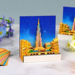 Omoshiroi Block 3D Notepad Memo Pad Paper Card With Lighted Burj Dubai Model Blocks Notes Year Birthday Gifts