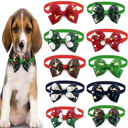 50pcs Christmas Pet Dog Cat Bow Ties Adjustable Dog Ties Pet Holiday Bow Tie Collar Pet Grooming Supplies for Small Dogs 240311