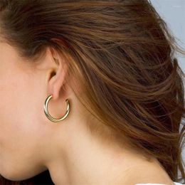 Hoop Earrings 30mm Gold Color Earring Simple Thick Round Circle Stainless Steel For Women Punk Hiphop Trend Jewelry