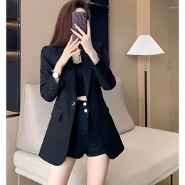 Women's Suits Luxury Black Blazer Women Clothing Long Sleeve Spring Autumn Coat Office Ladies Jacket Korean Chic Button Tops Coats