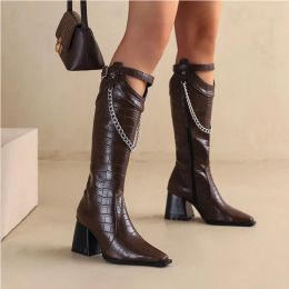 Boots 48 Yards Plus Size Luxury Women's Boots Highheeled Boots Punk Fan Car Boots European and American Fashion Kneehigh Boots