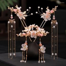 Hair Clips Ancient Chinese Style Women Girls Long Tassel Step Shake Flower Hairpins Combs Earring Jewelry