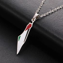 Pendant Necklaces My Shape Palestine Map Flag Necklace For Women Men Stainless Steel Geography Choker Chain Jewelry Wholesale