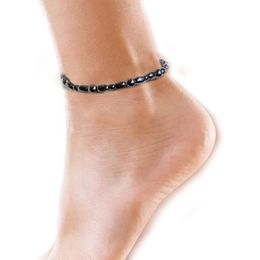 Großhandel Kristall-Knöchel-Magnetarmband, Hämatit-Knöchelarmbänder für Frauen, 9,5 Zoll