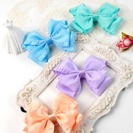 New Korean Version of Candy Colored Wooden Ear Edge Bow with Wavy Edge, Sweet and Versatile Fashionable Accessories, Hair Clips Hot Selling