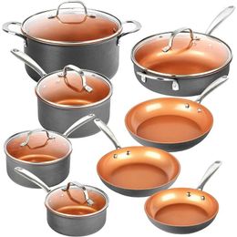 Cookware Sets Pots And Pans Set Ceramic Hard Anodized PFOA Free Nonstick Pro 13 Pcs