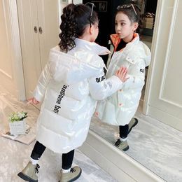 Down Coat Winter Jacket For Girls Fashion Shiny Waterproof Hooded Children's Outerwear 5-12 Years Teenagers Kids Parka Snowsuit