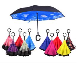 Windproof Foldable Reverse Inverted Rain Umbrella Double Layer Auto Support Rain Protection Inside Out CHook Car Hands45427813347199