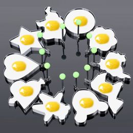 10Pcsset Stainless Steel Egg Pancake Ring Omelette Mould Baking Form For Frying Eggs Moulds Tools Kitchen Appliances 240307