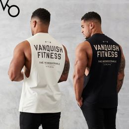 Jogger Gym Running Training Clothing Vest Top Summer Mens Tank Top Sports Fitness Cotton Round Neck Sleeveless T-Shirt 240311