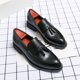 Toe Point HBP Leather Non-Brand Slip On Top Grade Quality Formal Tassels Loafers Shoes for Men