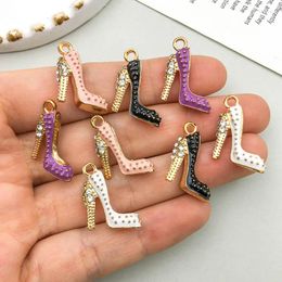 Charms 5/10pcs Exquisite Enamel Crystal High Heels Pendant For DIY Bracelet Necklace Earrings Creative Keychain Jewellery Making