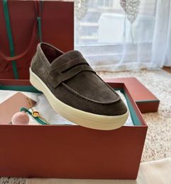 2024 Lp casual loafer shoes SNEAKER open walks summer walk deck loro shoes Suede platform loafers city lazy loafers men's piana suede sneaker mid cut with box EU38-46