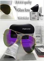 2019 Top Pilot Sunglasses Men Women Glass Lens Luxury 58MM 62MM Brand Design Mirror Unisex Eyewear Sun Glasses QR Code Box Case7917795