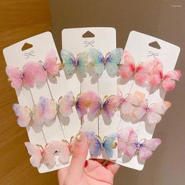 Hair Accessories 3 Pairs Colourful Butterfly Hairpins Girl Clips Barrettes Women Sweet Pins Fairy Headwear