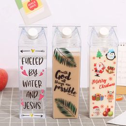 Water Bottles 500ml Milk Carton Bottle Large Capacity Sealed Leakproof Food Grade PP Plastic Rectangle Transparent Cup