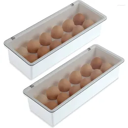 Storage Bottles 2PCS 12 Grid Plastic Egg Container Refrigerator Organiser Bins With Lids