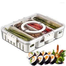 Storage Bottles Serving Tray With Lid Spice Box 4 Compartment Candy Snack Fridge Clear Organiser Seasoning For Kitchen