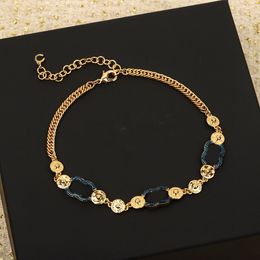 2024 Luxury quality charm choker with blue Colour in 18k gold plated have stamp box pendant necklace PS3215B